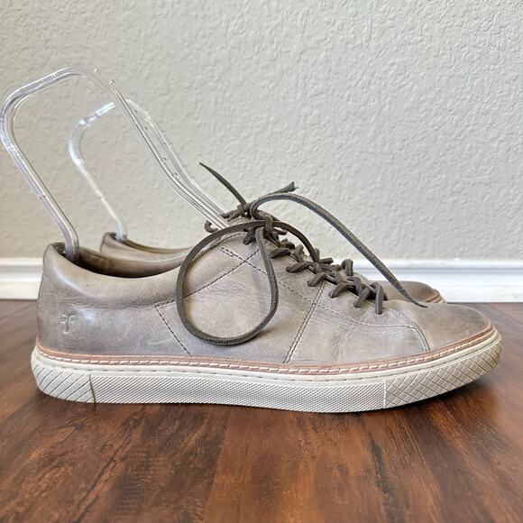 FRYE Walker Sneakers Gray Leather Lace Up Low Top Comfort Grunge - Picture 2 of 12
